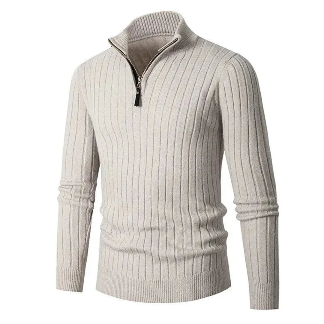 Jack Ribbed Half-Zip Sweater | Regular Fit Solid Long Sleeve Sweater