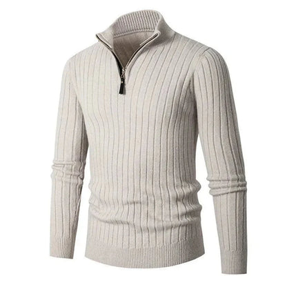 Jack Ribbed Half-Zip Sweater | Regular Fit Solid Long Sleeve Sweater