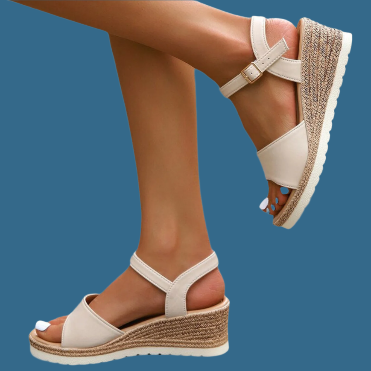 Women’s Platform Sandals – Open Toe – Ankle Strap – Cushioned Insole – Minimalist Style