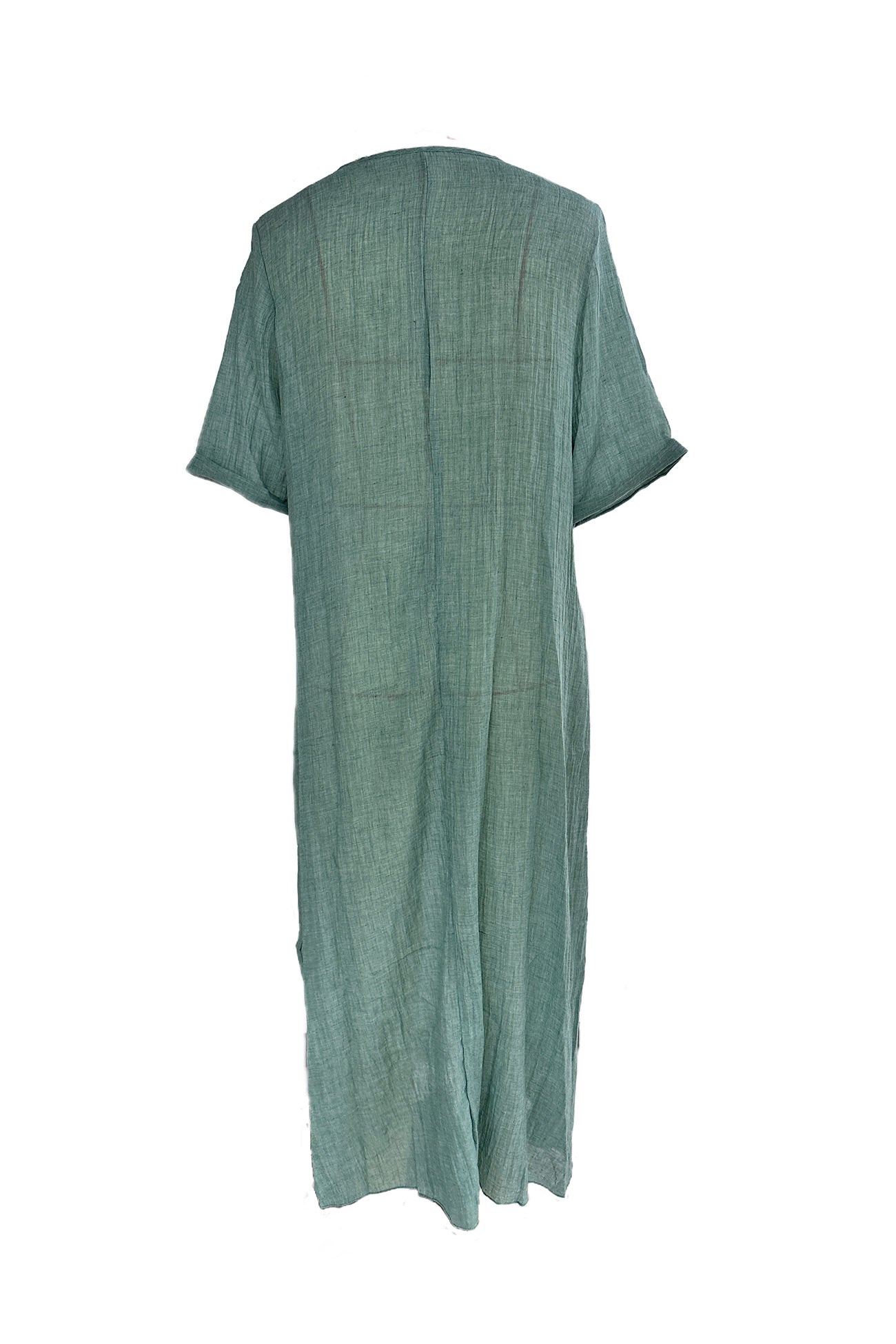 Women's Maxi Dress - Lightweight Cotton - V-Neck - Short Sleeve - Relaxed Fit