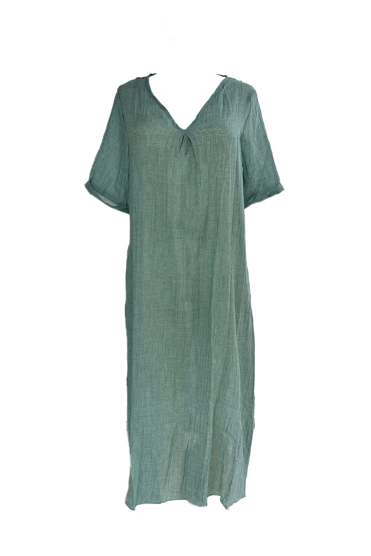 Women's Maxi Dress - Lightweight Cotton - V-Neck - Short Sleeve - Relaxed Fit