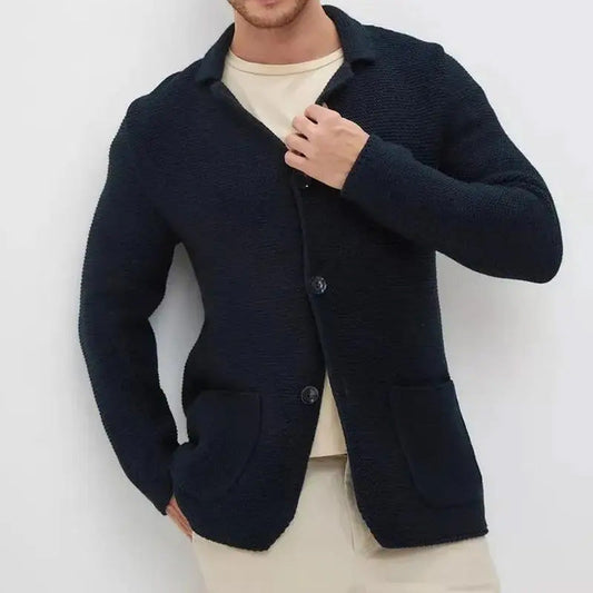 Harry Regular Fit Button Front Cardigan | Collared Patch Pockets Cardigan