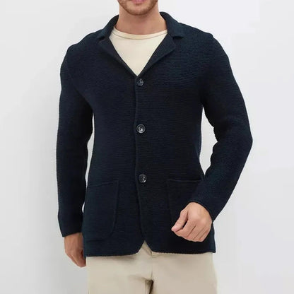 Harry Regular Fit Button Front Cardigan | Collared Patch Pockets Cardigan