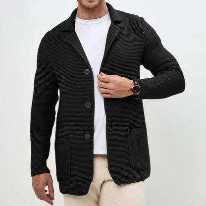 Harry Regular Fit Button Front Cardigan | Collared Patch Pockets Cardigan