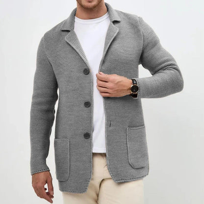 Harry Regular Fit Button Front Cardigan | Collared Patch Pockets Cardigan