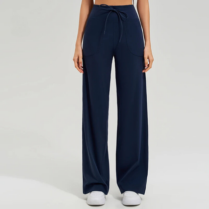 Isla High Rise Wide Leg Wide Leg Pants | Drawstring Waist Side Pockets Pants