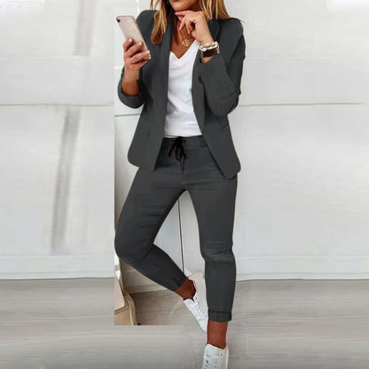 Women’s Blazer and Jogger Set – Relaxed Fit – Tapered Leg – Soft Breathable Fabric