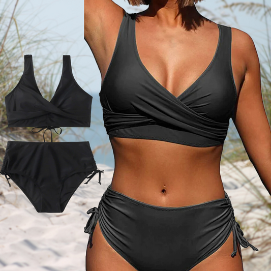 Women’s Bikini Set – Wrap Top – High-Waisted – Adjustable Sides – Breathable Blend