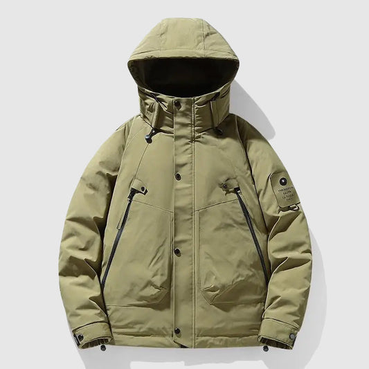 Leo Hooded Puffer Jacket | Relaxed Fit Solid Hip-Length Jacket