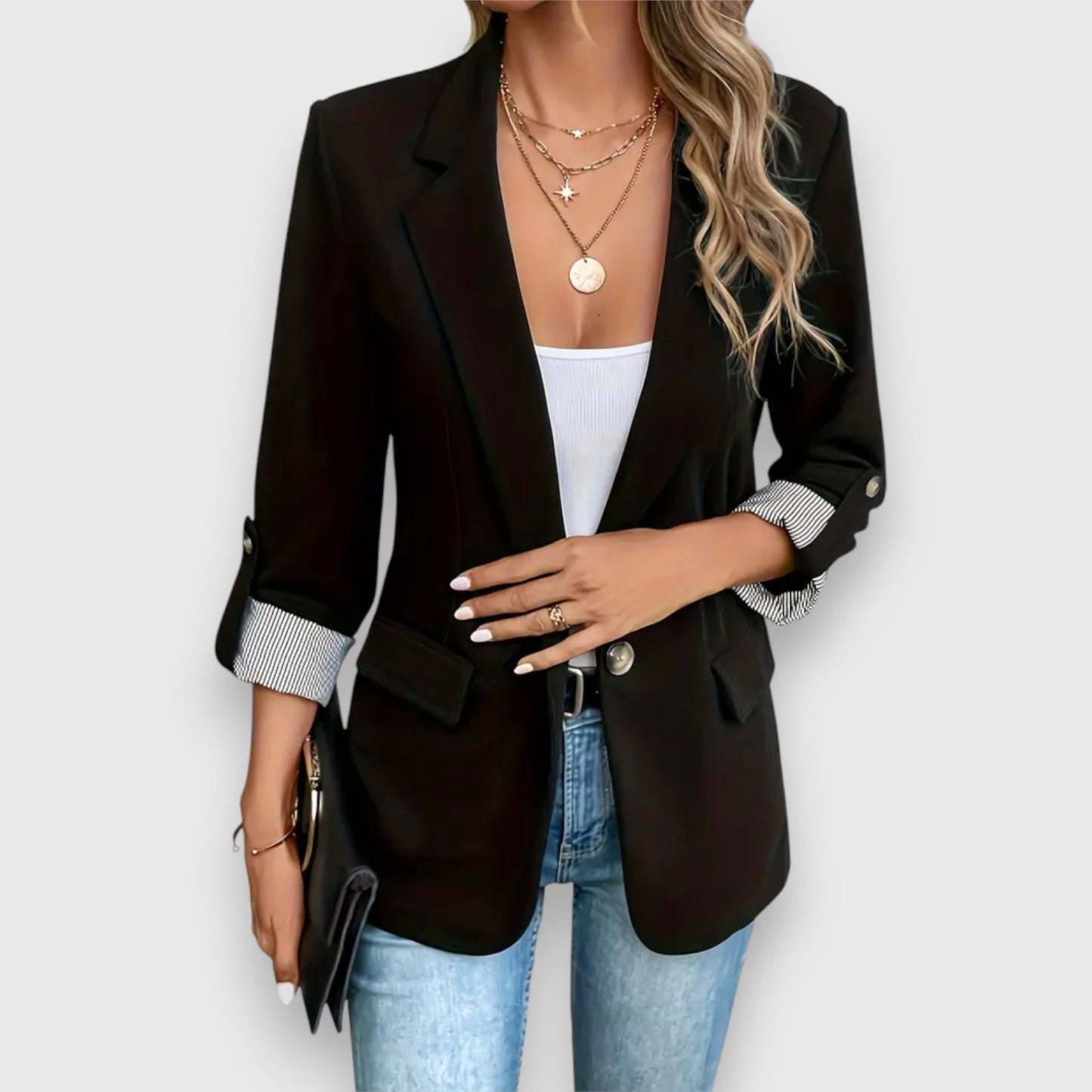Lara Formal Single-Breasted Cotton Blazer