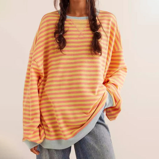 Isabella Oversized Sweatshirt | Striped Ribbed Sweatshirt