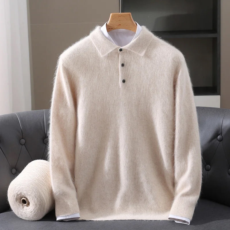 Jack Relaxed Fit Polo Sweater | Button Front Ribbed Trim Sweater