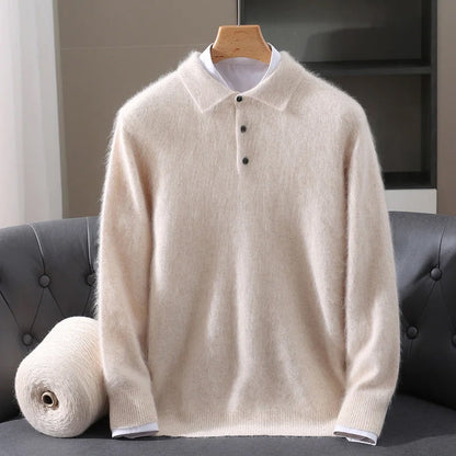 Jack Relaxed Fit Polo Sweater | Button Front Ribbed Trim Sweater