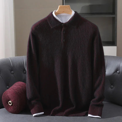 Jack Relaxed Fit Polo Sweater | Button Front Ribbed Trim Sweater