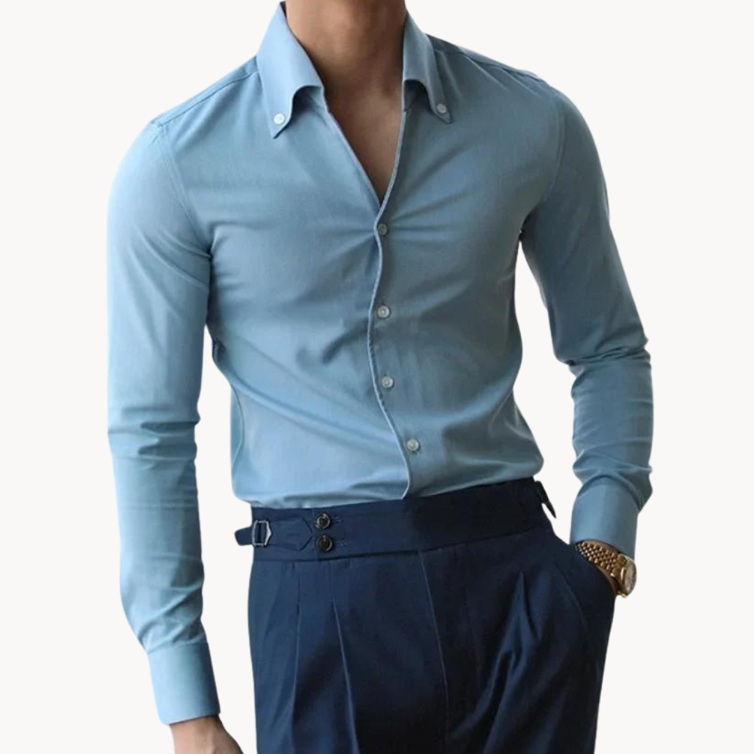 Men’s Button-Up Shirt – Slim Fit – 100% Cotton – Classic Collar Formal Wear