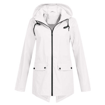 Women’s Rain Jacket – Water-Resistant – Relaxed Fit – Mid-Length – Adjustable Hood