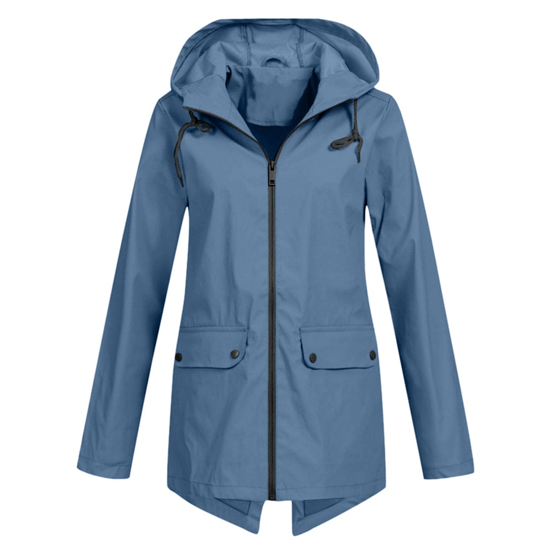 Women’s Rain Jacket – Water-Resistant – Relaxed Fit – Mid-Length – Adjustable Hood