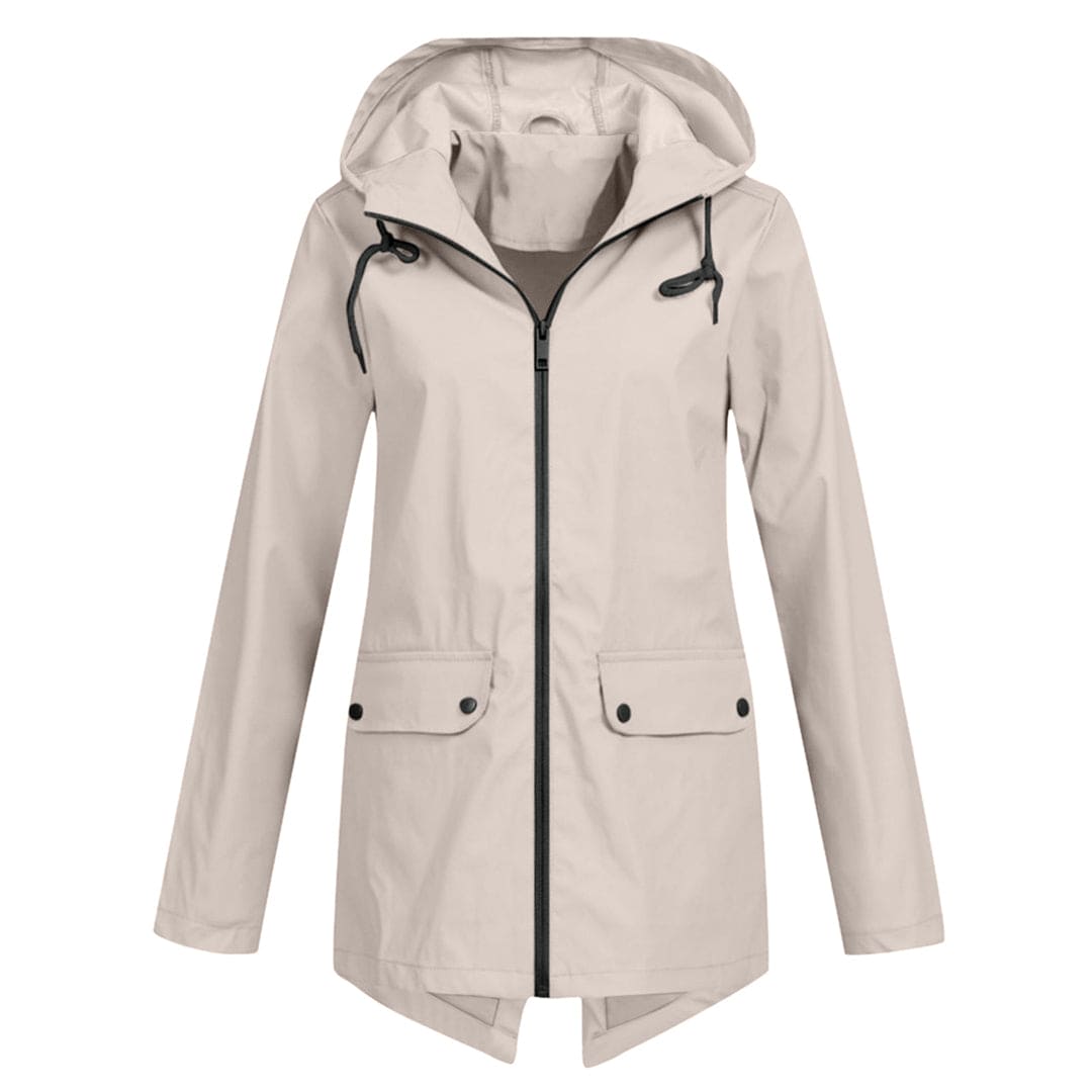 Women’s Rain Jacket – Water-Resistant – Relaxed Fit – Mid-Length – Adjustable Hood