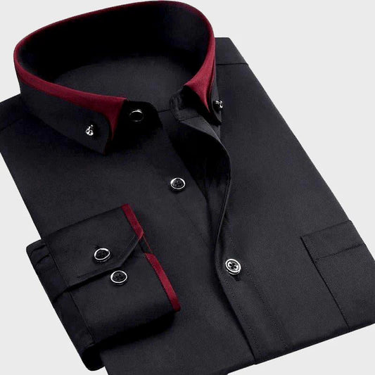 Men’s Dress Shirt – Tailored Fit – Cotton Blend – Contrasting Collar and Cuffs – Glossy Buttons