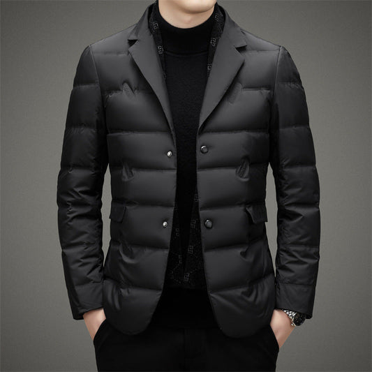 Men’s Down Jacket – Tailored Fit – Double-Breasted – Quilted Business Outerwear