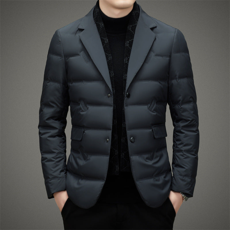 Men’s Down Jacket – Tailored Fit – Double-Breasted – Quilted Business Outerwear