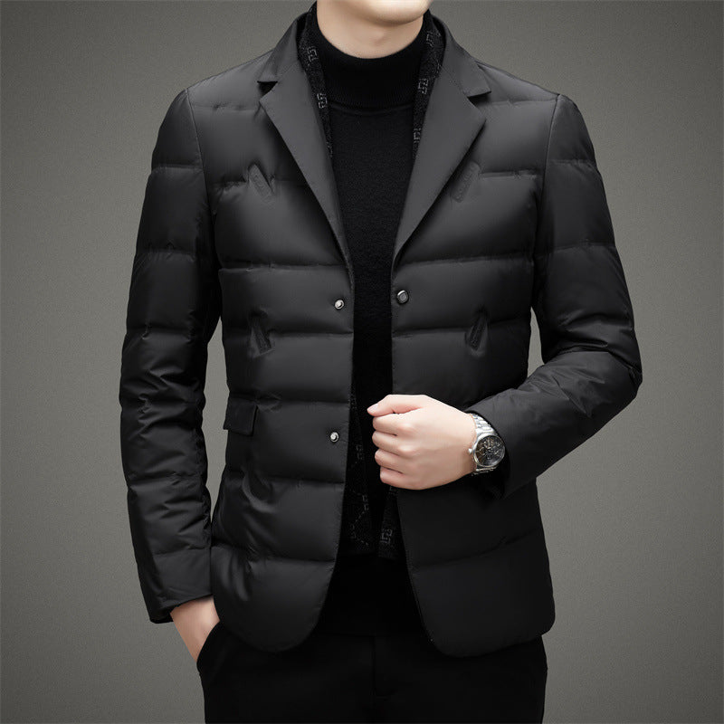 Men’s Down Jacket – Tailored Fit – Double-Breasted – Quilted Business Outerwear