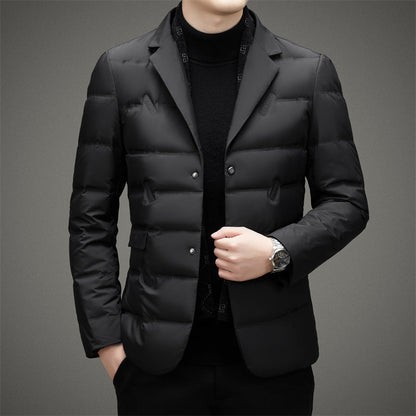 Men’s Down Jacket – Tailored Fit – Double-Breasted – Quilted Business Outerwear