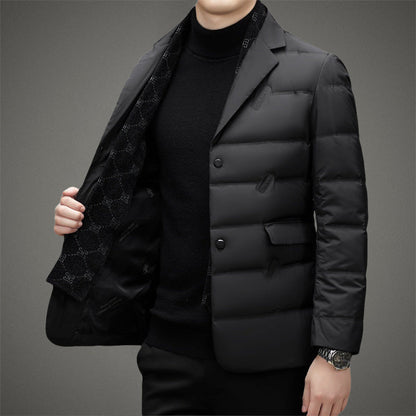 Men’s Down Jacket – Tailored Fit – Double-Breasted – Quilted Business Outerwear