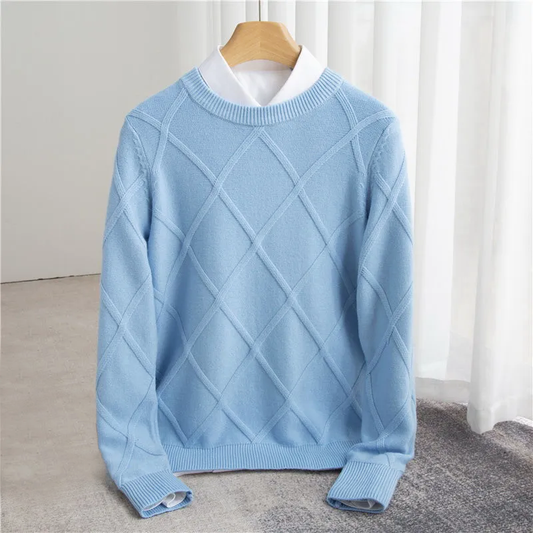 Men’s Sweater – Regular Fit – Soft Knit – Ribbed Crew Neck – Textured Pattern