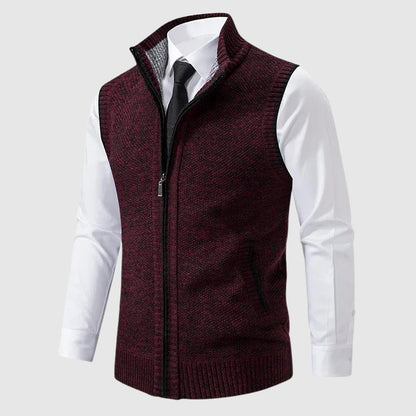 Men’s Sweater Vest – Slim Fit Soft Knit – Zip Front – Ribbed Trim – Smart Casual