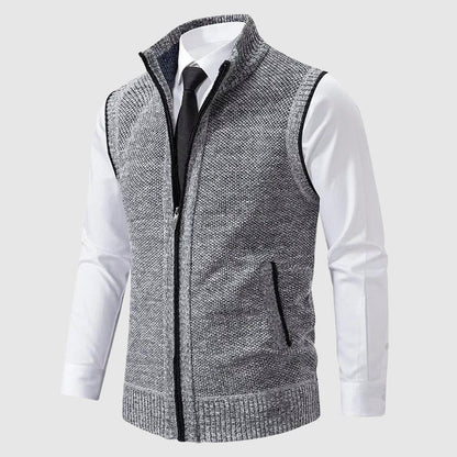 Men’s Sweater Vest – Slim Fit Soft Knit – Zip Front – Ribbed Trim – Smart Casual