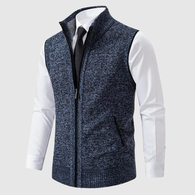 Men’s Sweater Vest – Slim Fit Soft Knit – Zip Front – Ribbed Trim – Smart Casual