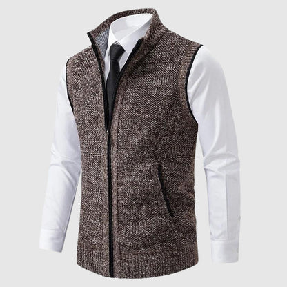 Men’s Sweater Vest – Slim Fit Soft Knit – Zip Front – Ribbed Trim – Smart Casual