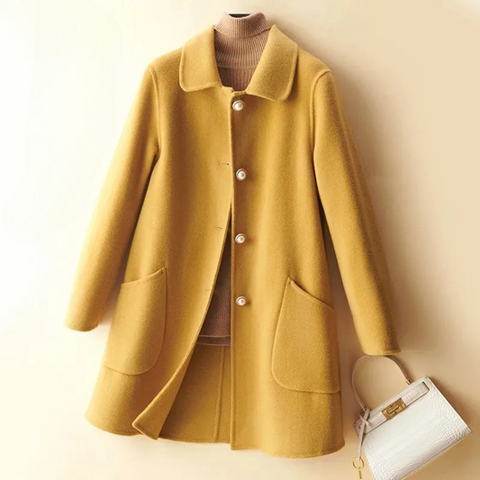 Amelia Relaxed Fit Coat | Button Front Patch Pockets Coat