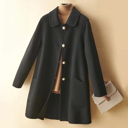 Amelia Relaxed Fit Coat | Button Front Patch Pockets Coat