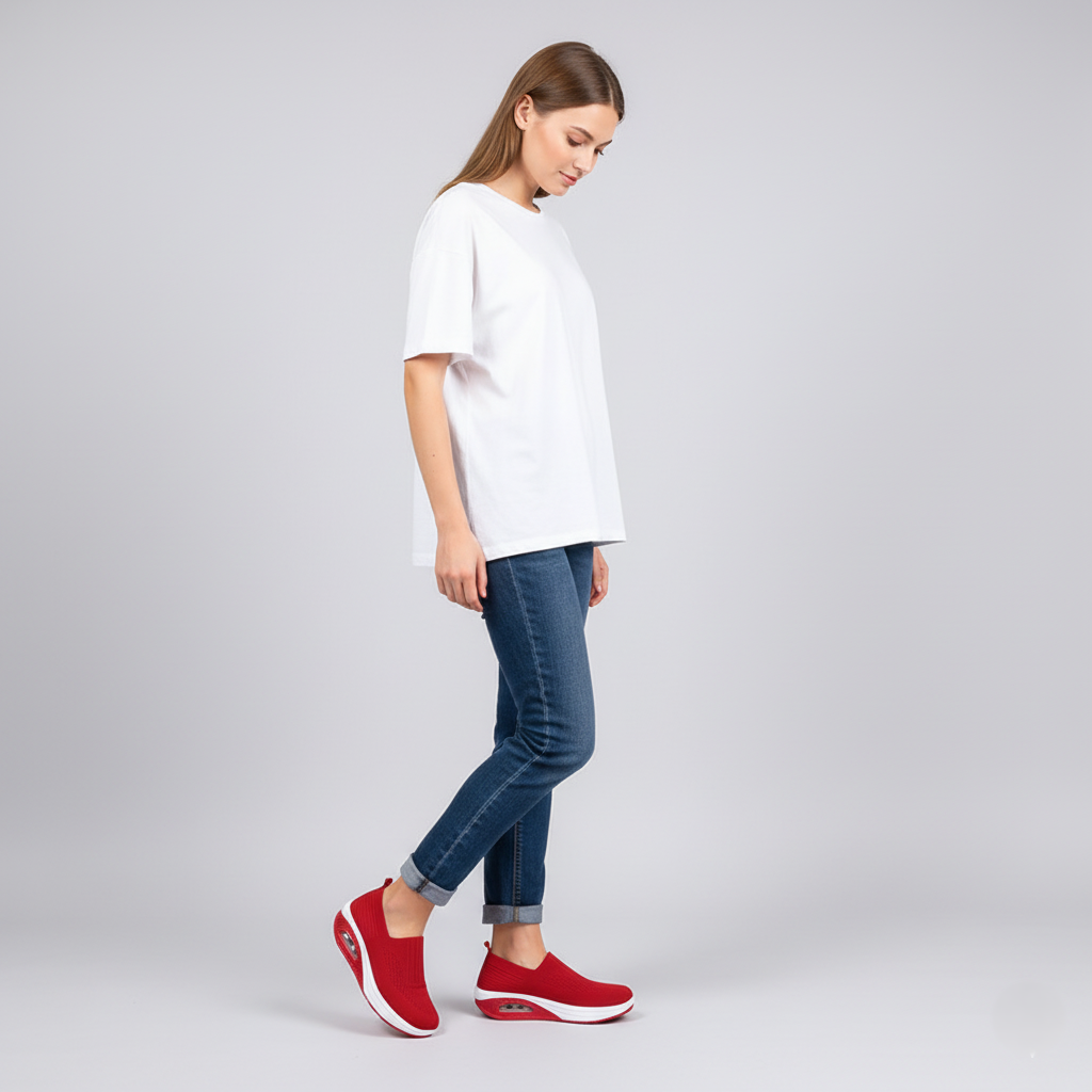 Women’s Slip-On Sneakers Ankle-Cut - Knitted Upper - Cushioned Sole