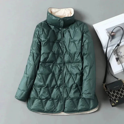 Isla Quilted Down Jacket | Relaxed Fit Stand Collar Jacket