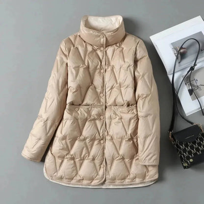 Isla Quilted Down Jacket | Relaxed Fit Stand Collar Jacket