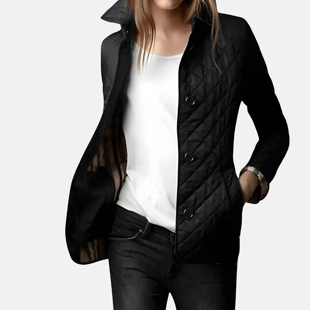 Isla Quilted Jacket | Tailored Fit Button Front Jacket