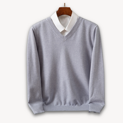 Men’s V-Neck Sweater – Slim Fit – Luxury Fabric – Soft Knit Ribbed Detailing