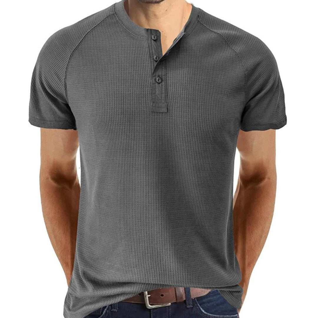 Men’s Henley Shirt – Slim Fit – Soft Knit – Short Sleeve – Breathable Casual Wear