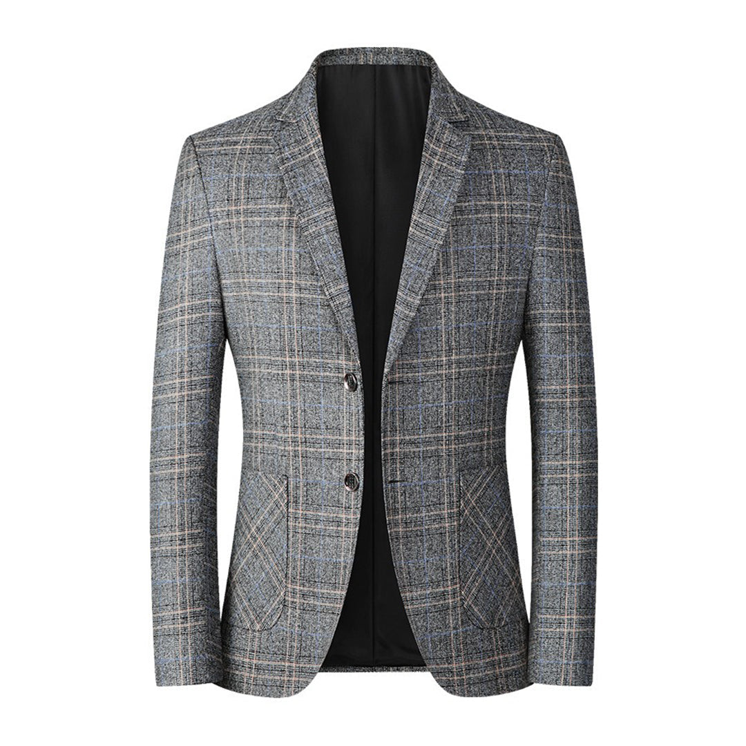 Men’s Blazer – Tailored Fit – Breathable Blend – Two-Button – Classic Plaid Pattern
