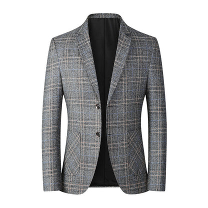 Men’s Blazer – Tailored Fit – Breathable Blend – Two-Button – Classic Plaid Pattern