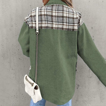 Women’s Casual Jacket – Relaxed Fit – Cotton Blend – Mixed Pattern – Button Front