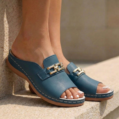 Amelia Orthopedic Slip-On Sandals | Buckle Embellishment Sandals