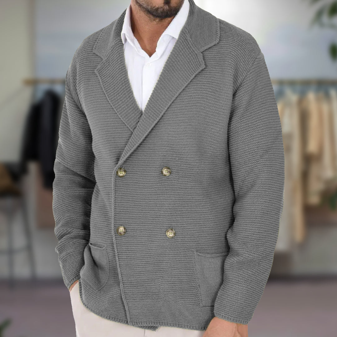Men’s Cardigan – Wool Blend – Regular Fit – Double-Breasted – Blazer Style