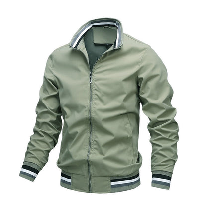 Men’s Jacket – Regular Fit – Lightweight Smooth Texture – Ribbed Trim – Zip Closure