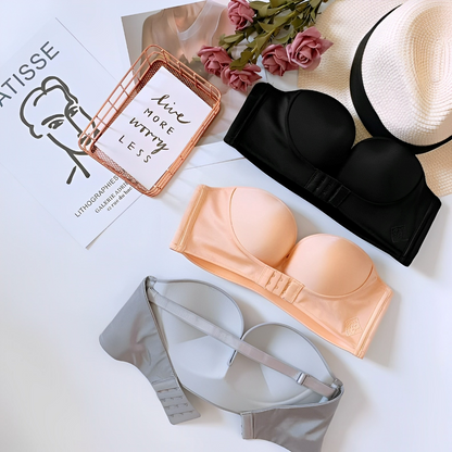 Women’s Strapless Push-Up Bra – Seamless Fit – Molded Cups – Invisible Under Clothing
