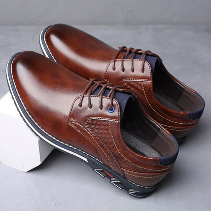 Men’s Shoe - Faux Leather - Low-Top Lace-Up Derby - Embossed Texture