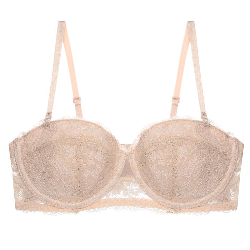 Women’s Balconette Bra – Lace Overlay – Underwired Support – Adjustable Straps
